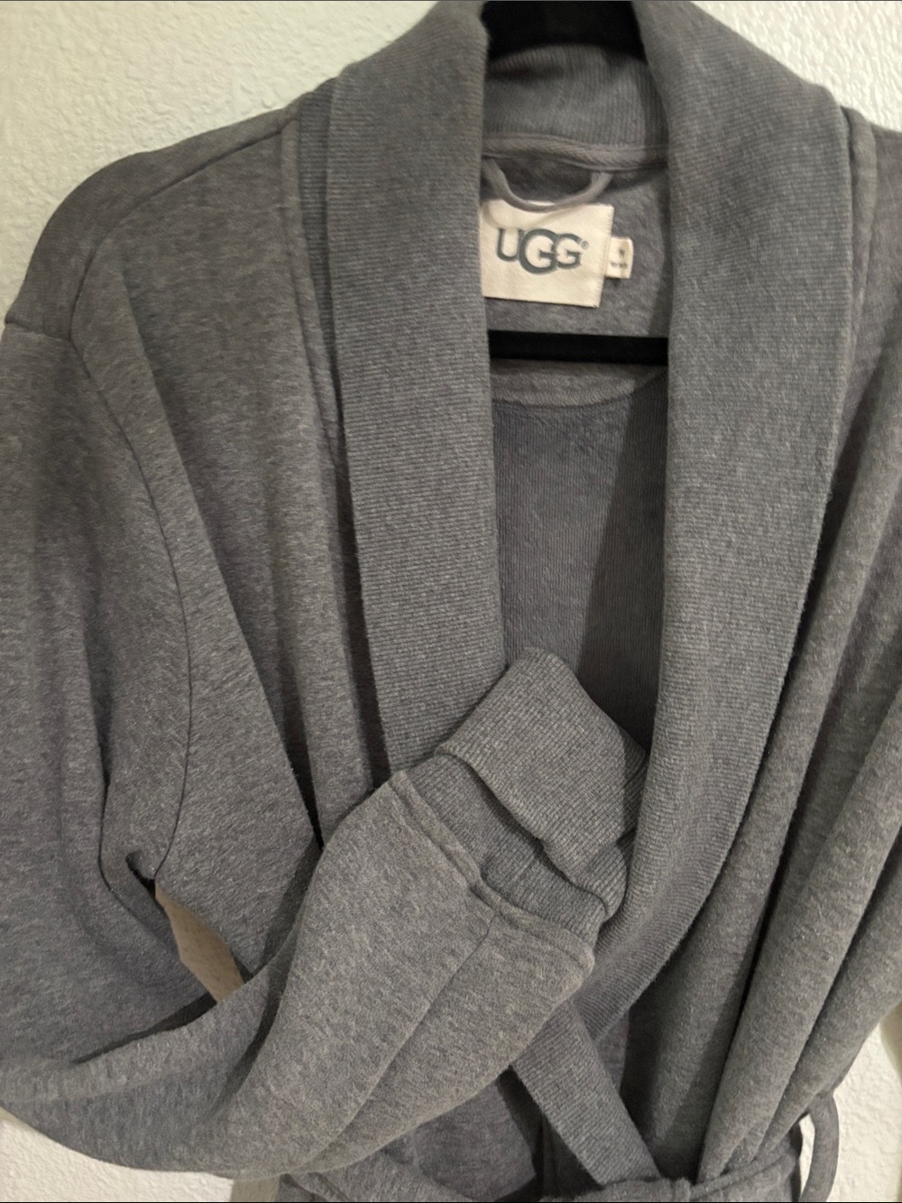 UGG Women's Charcoal Gray Shawl-Collar Robe Coat with Belt - Picture 3 of 6
